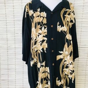 Island 2xl Black Aloha Bold Big Floral Resort Hawaii Beachy Shirt